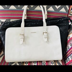 Via Repubblica Genuine Leather Perforated Color Block Tote Made in Italy